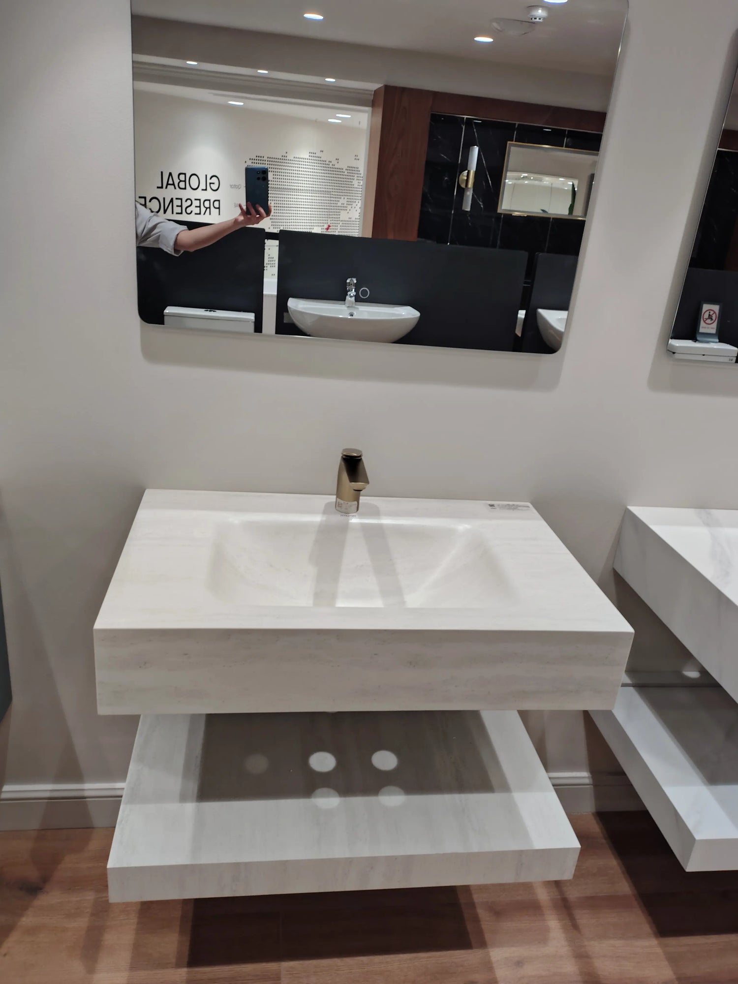 BF19-80 Hot Bend Vanity Cabinet with LED Mirror (Golden Cave)