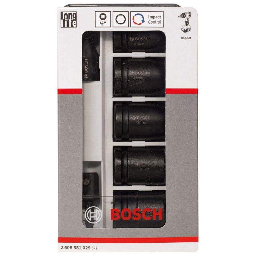 BOSCH | Professional Impact Control 1/2″ Socket Set With 1/4″ Adapter (7 Piece) | BO2608551029 Qatar