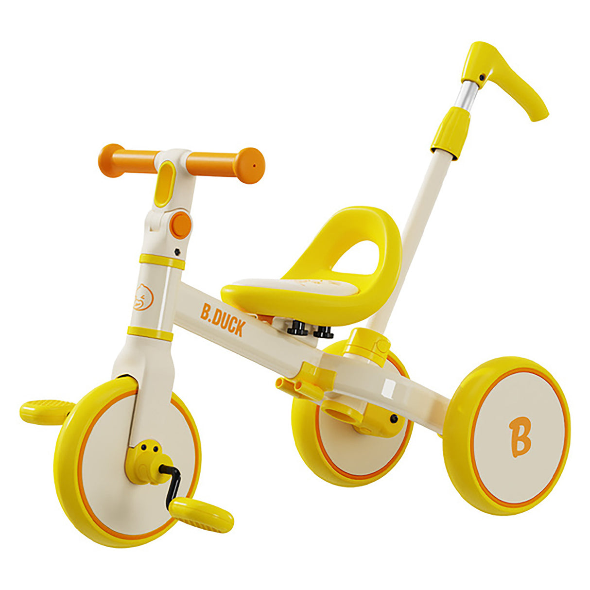 B.Duck 2-in-1 Tricycle & Balance Bike with Handlebar 2310 Yellow