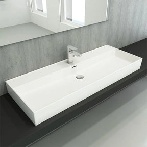 Single Wash Basin With Tap &amp; Overflow Hole 120cm BuyonBudget