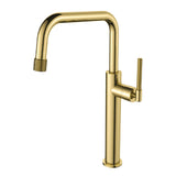 Vessel Basin Mixer Faucet With Handle - Brushed Gold