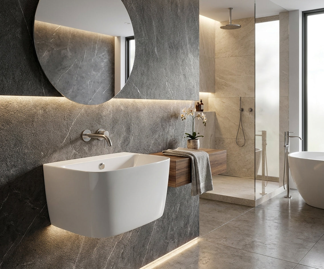 Wall Hung Basin – 528×427×380 mm, Ceramic, White, Space-Saving Bathroom Sink  WK-214