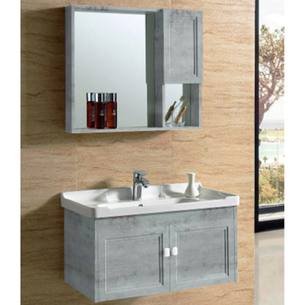 Wall Mount Vanity Bathroom Cabinet - Wooden Type Grey
