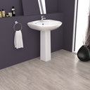 SAWSAN Wash Basin Combo – White Pedestal (1 Tap Hole)