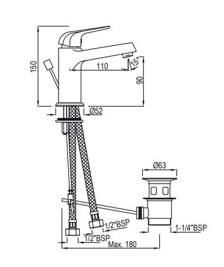 COP-CHR-051BPM Basin Mixer with Pop-Up Waste BuyonBudget