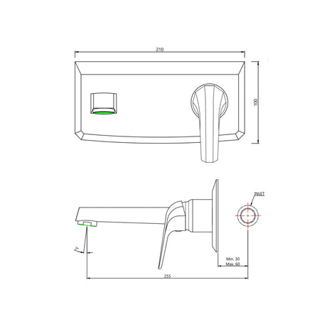 Exposed Part Kit of Single Lever Basin Mixer Wall Mounted Jaquar