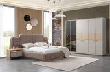 طقم غرفة نوم كوستا كينج (سرير 180×200 + طاولتان جانبيتان + خزانة ملابس + خزانة أدراج) 