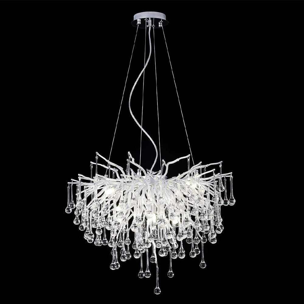 Modern Silver Branch Waterdrops Crystal Led Chandelier - (3000k)