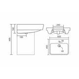 Grace Wash Basin with Slate Half Pedestal 570×455×495mm