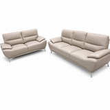 Full Leather Sofa Set (Light Grey)