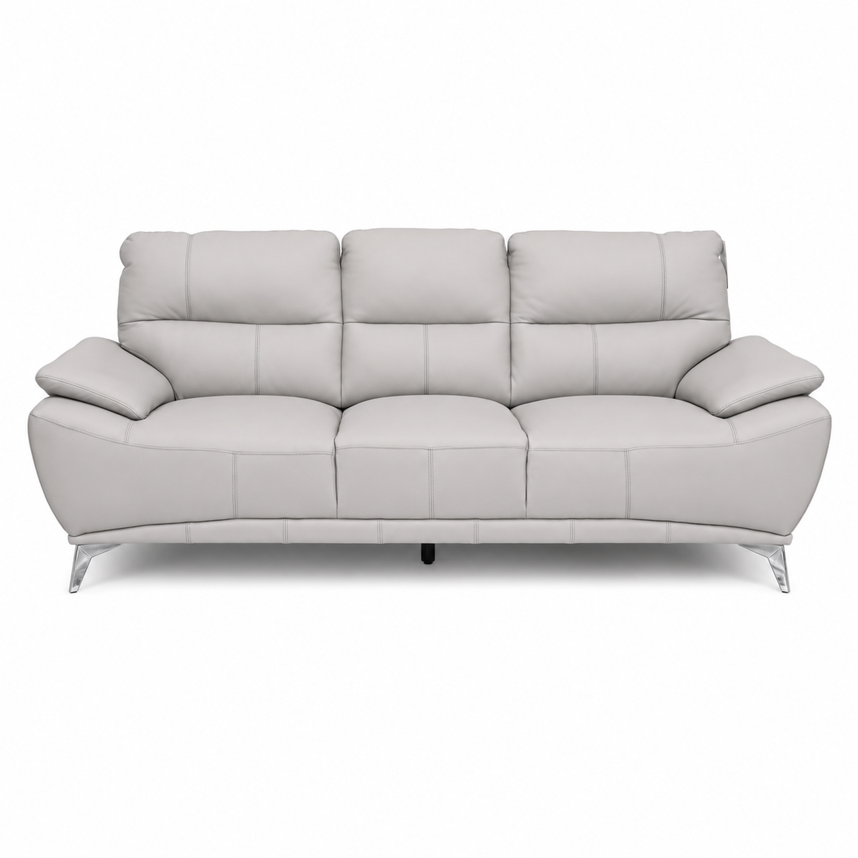 Full Leather Sofa Set (Light Grey)