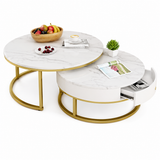 Metal Base W/scagliola Top Dia - Gold