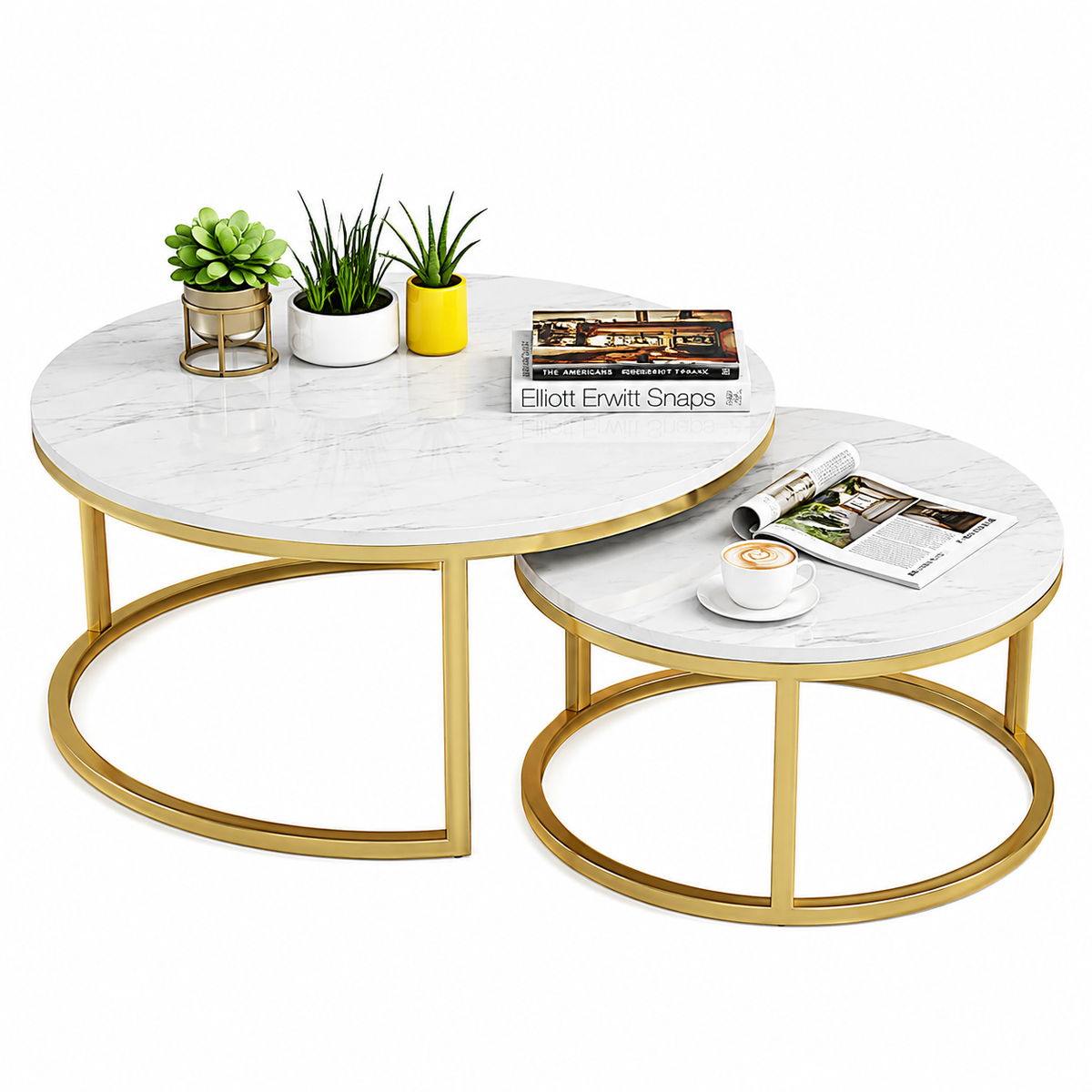 Metal Base W/scagliola Top Dia - Gold