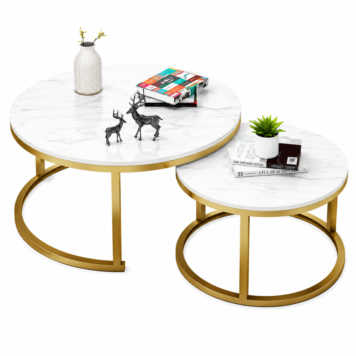 Metal Base W/scagliola Top Dia - Gold