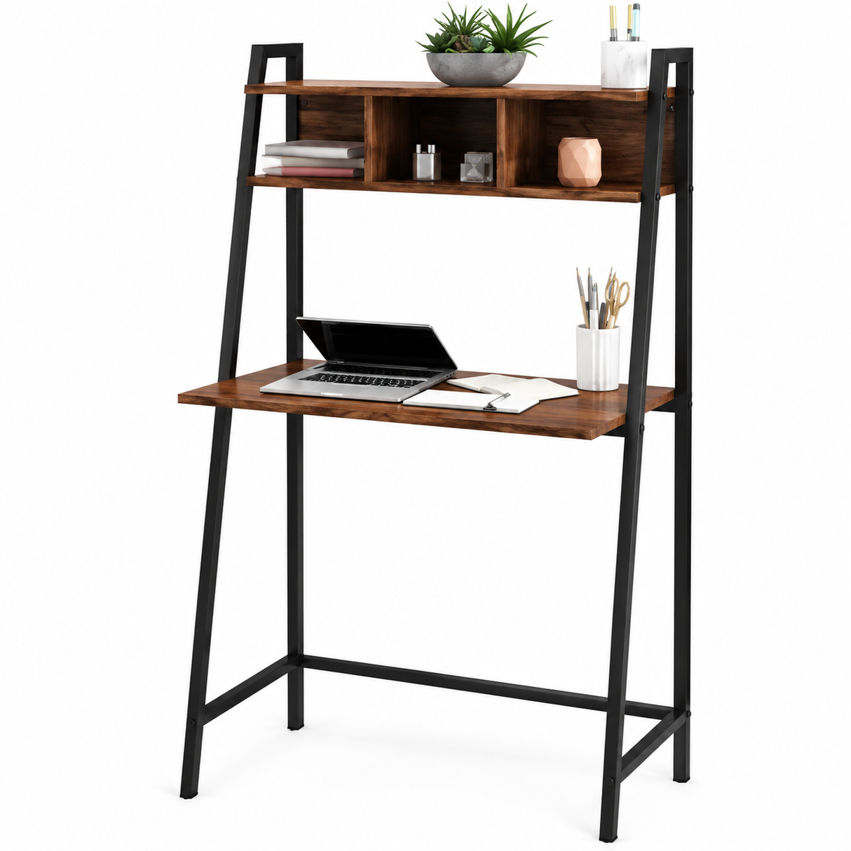 Ladder Computer Desk Hutch