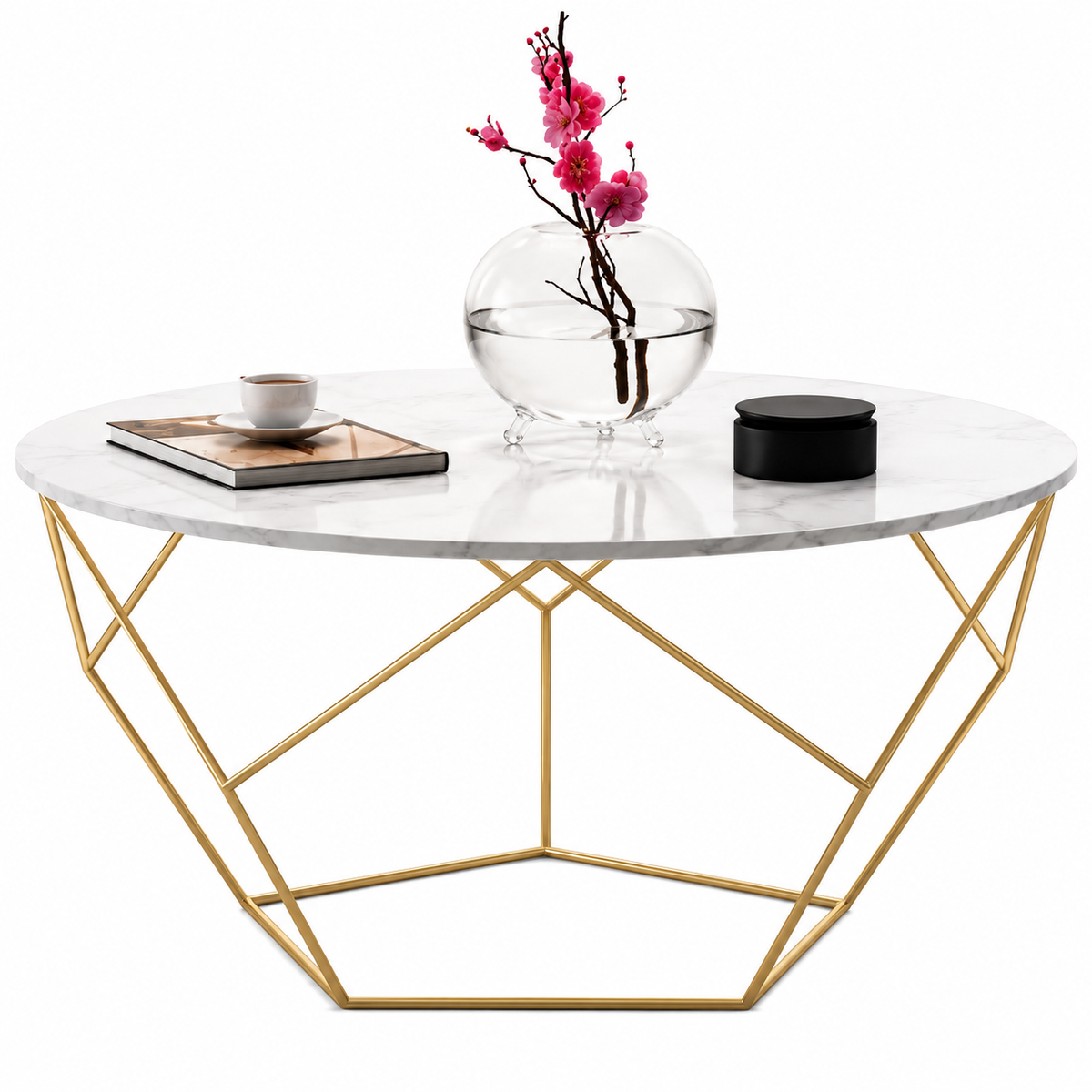 Metal Base W/scagliola Top Dia - Black