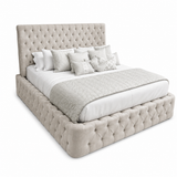 Base &  Headboard (200x180) - With Button Rankoussi (beige)
