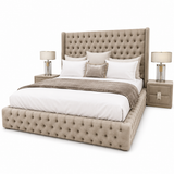 Base &  Headboard (200x180) - With Button Rankoussi (beige)