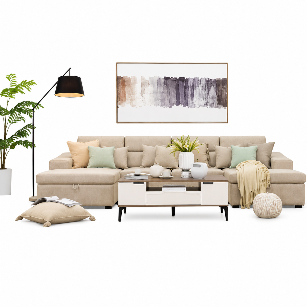 Cherish Sofa (2 sofa lounge with 2 seater bed mechanism)fabric 1902/05,   pillow 1902/03