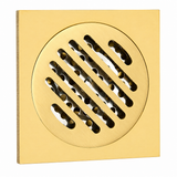 15×15 cm Square Floor Drain with 4-Inch Outlet – Gold Finish
