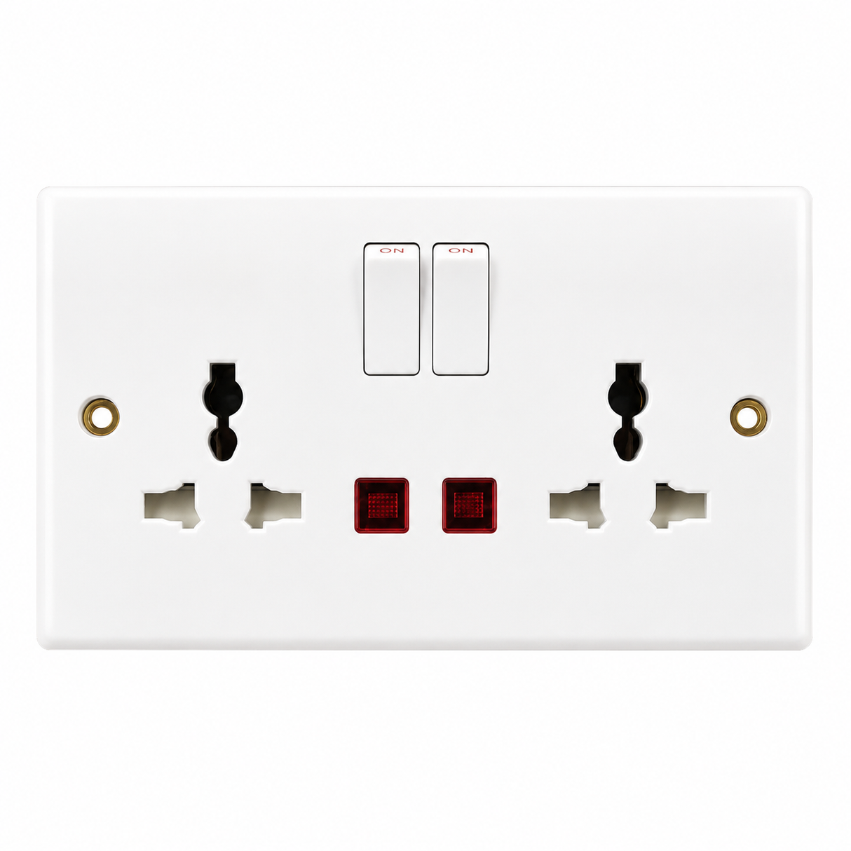 R095 MODI Bakelite 13A 2 Gang Switched Multi Function Socket with Neon & USB MD-HWD5015 – Dual Outlet Wall Socket
