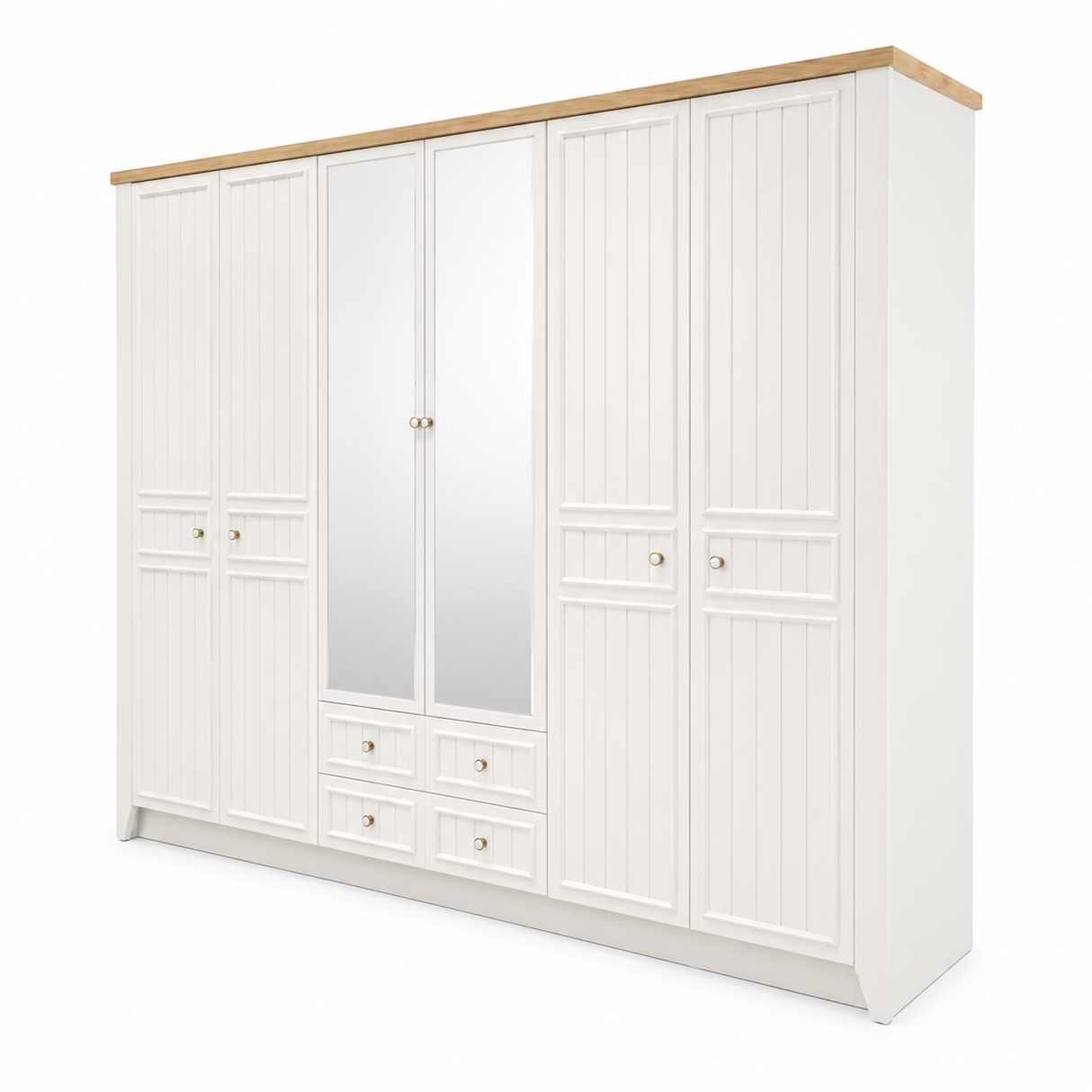Lora Bedroom Set – 180×200 cm, 5-Piece with 6-Door Wardrobe