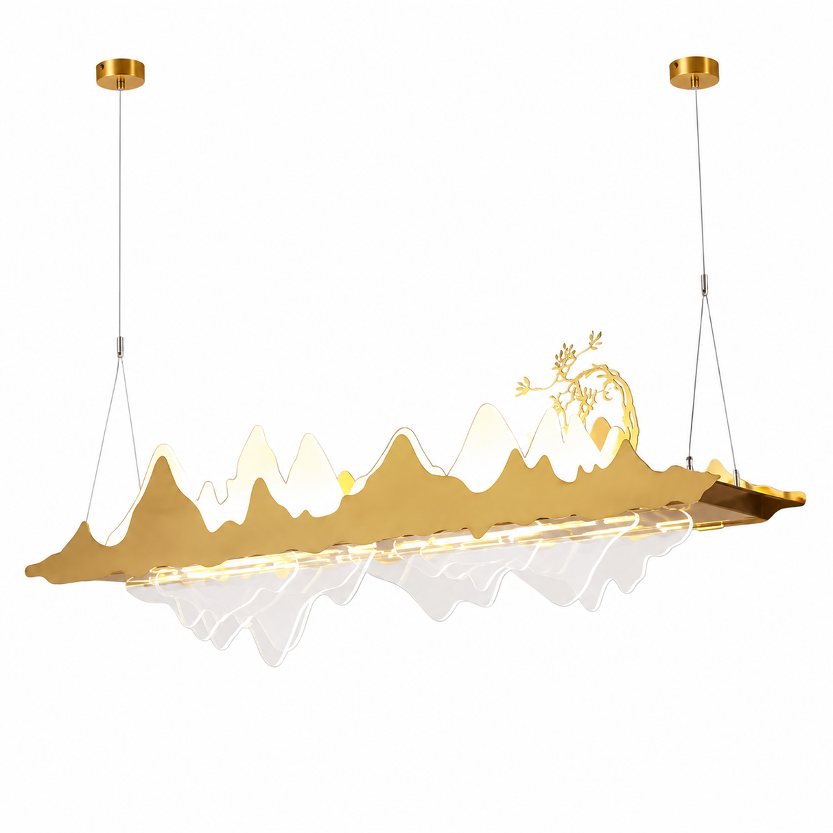 Modern Brushed Gold Metal & Acrylic LED Hanging Light – 100cm MLA0117