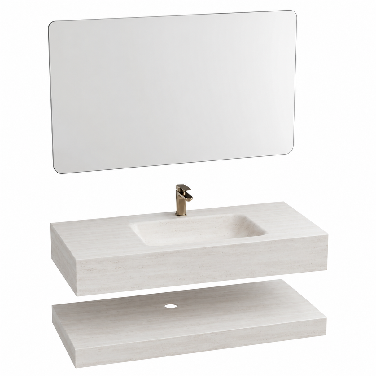 Hot Bend Vanity Cabinet with 4000K LED Mirror – Golden Cave Pattern BF19-100