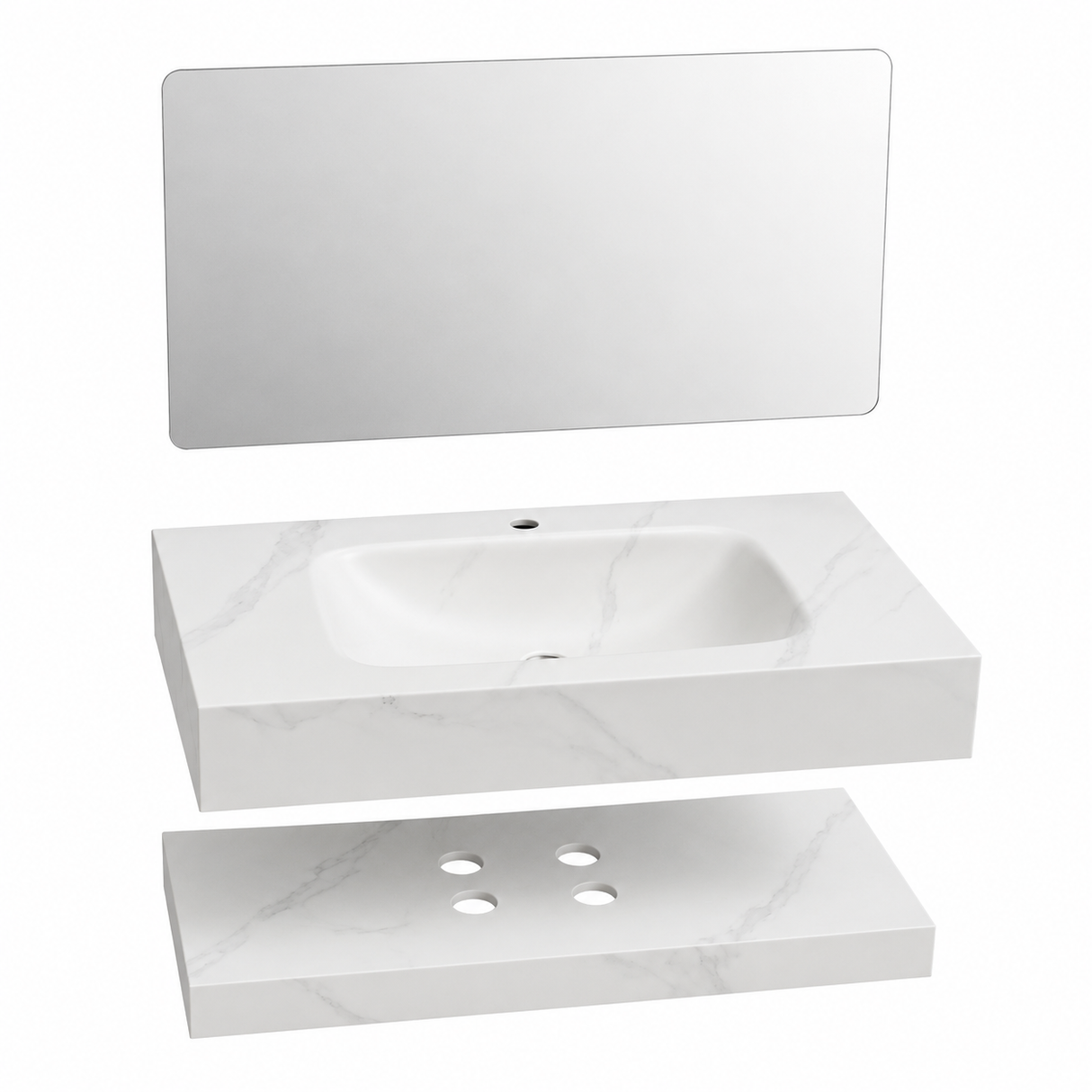Hot Bend Vanity Cabinet with 4000K LED Mirror – Fish Belly White BF19-80