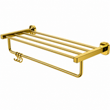Wall Mount Towel Rack 4 Bars +1 Rail - Brushed Gold