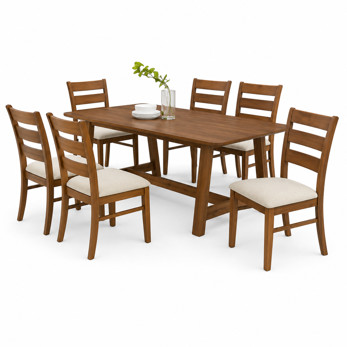 SHS 10087 Dining Table set (1800*1000) (WALNUT)