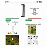 LED Garden Light-CND1001-02 BLACK-H800-12W--Aluminum-(3000K)