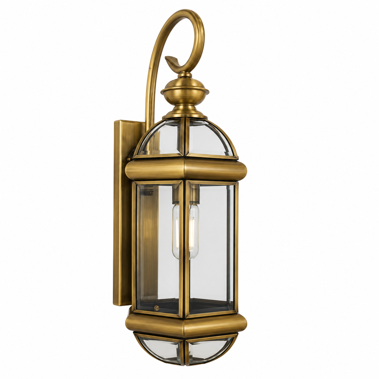 Outdoor Wall Lamp  E27 D150×H440mm Copper + Transparent Glass Gold HW-8040