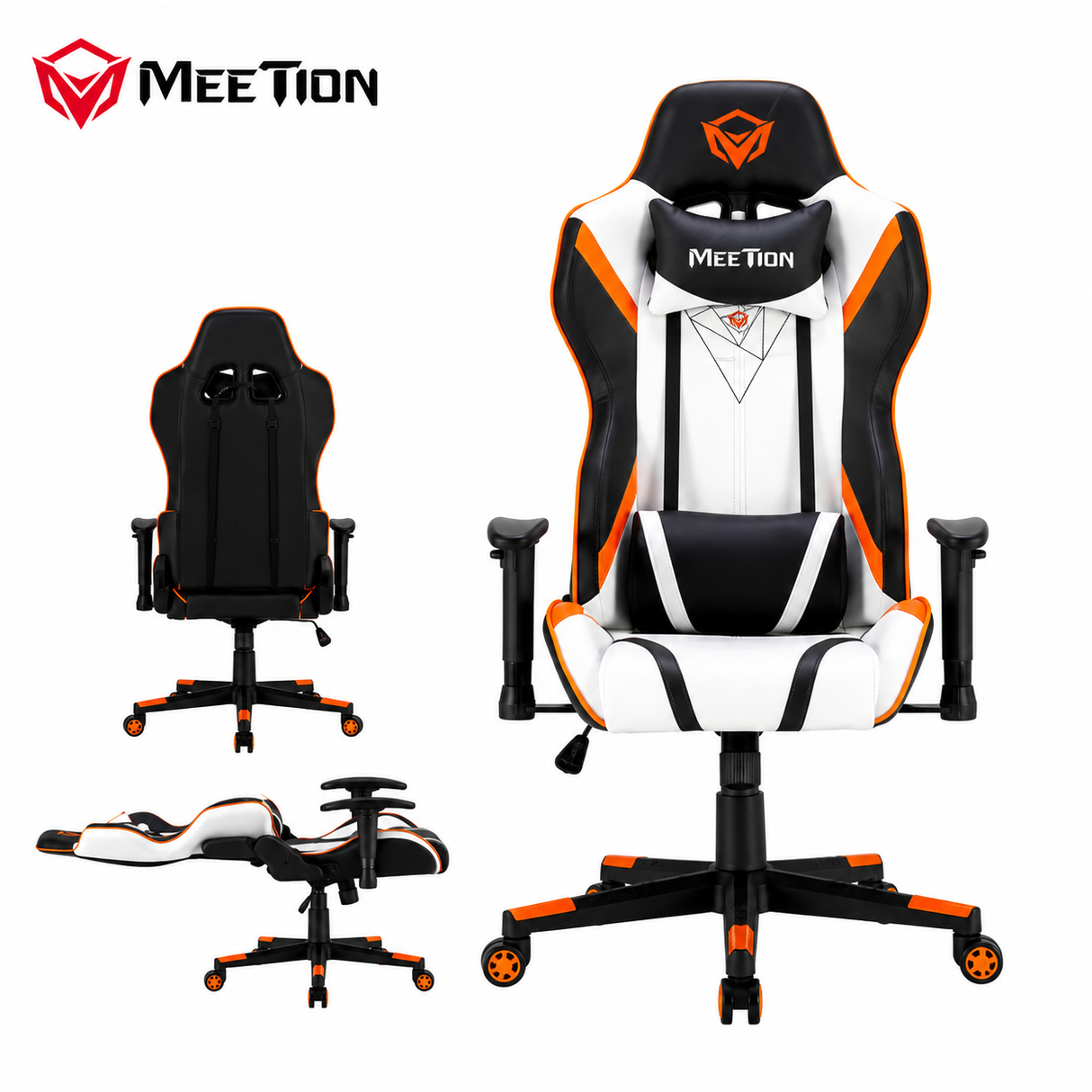 MEETION | 180° Adjustable Backrest E-Sport Gaming Chair (White)