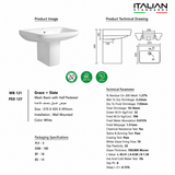 Grace Wash Basin with Slate Half Pedestal 570×455×495mm