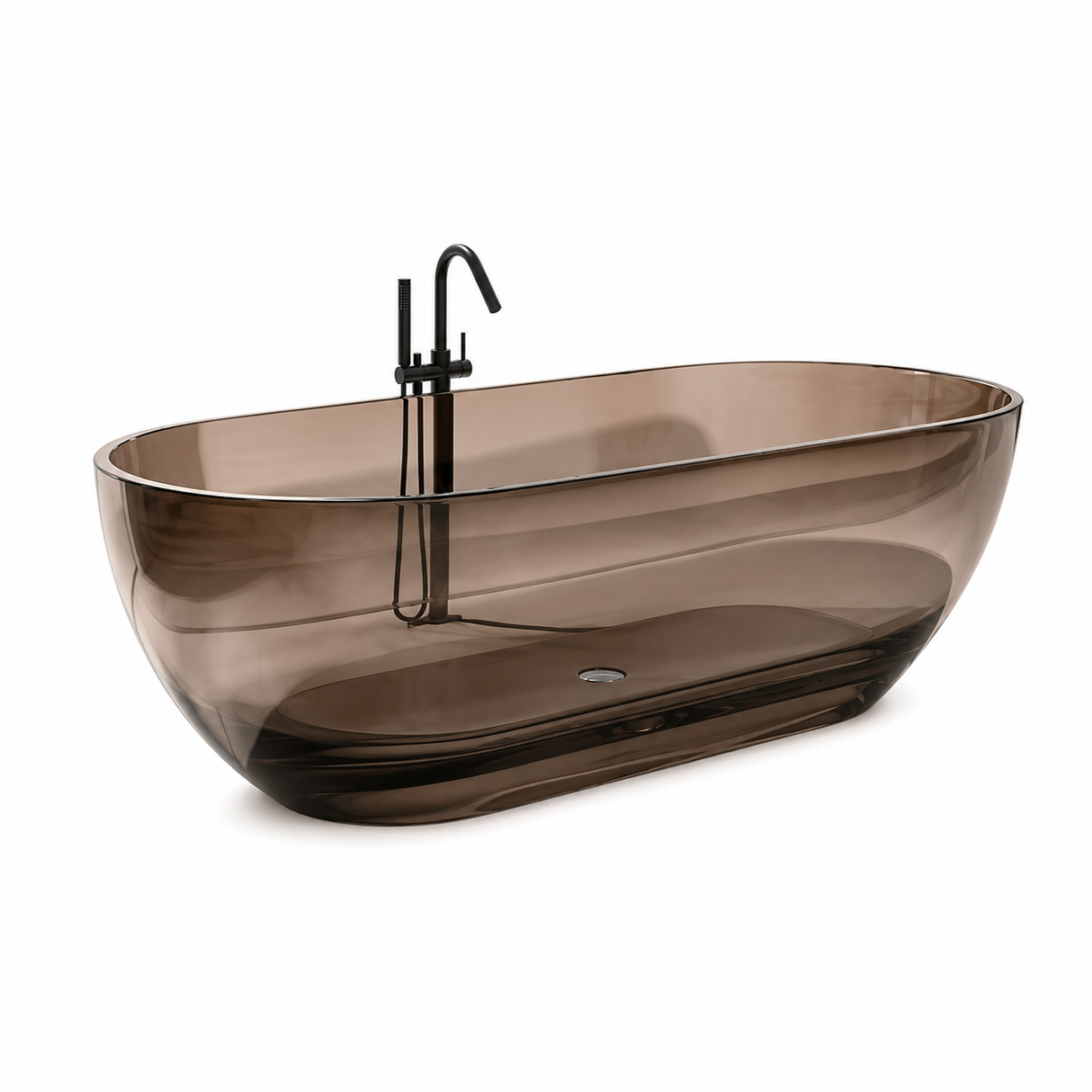 Transparent Glass Bathtub With Pop-up Waste - Galaxy Black