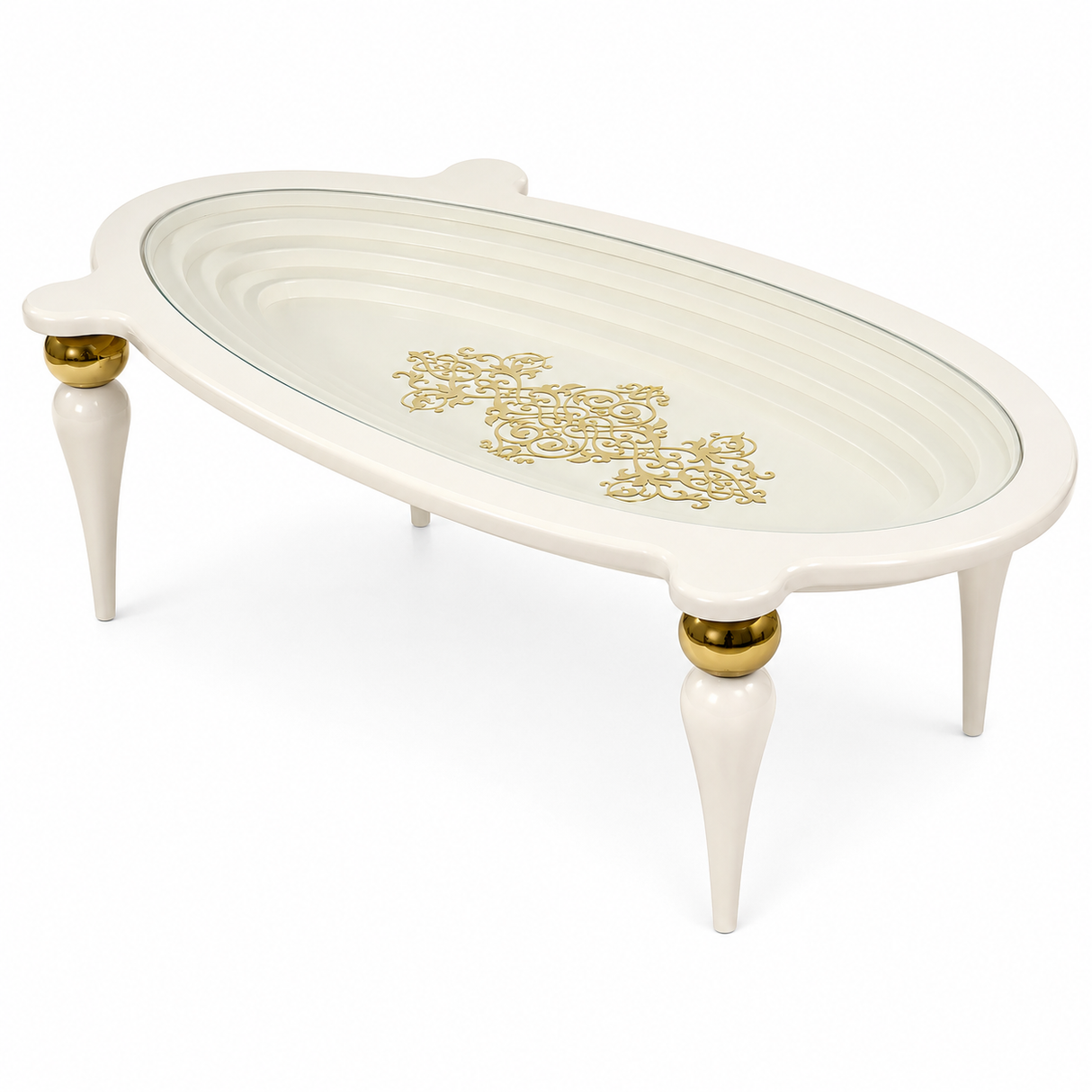 Center Table + Side Table Teapoy Combo - Gold Design