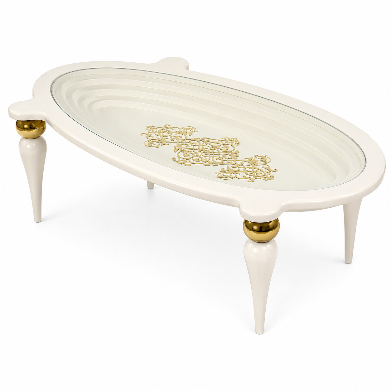 Center Table + Side Table Teapoy Combo - Gold Design