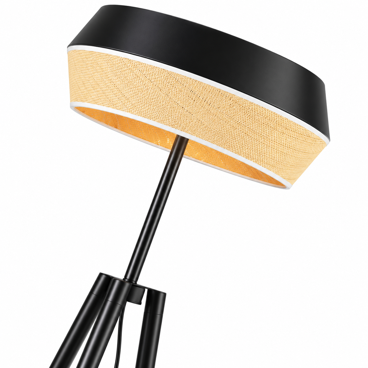 Floor lamp-SM2289F-A-D555×H1700-Black-Aluminum+Rattan