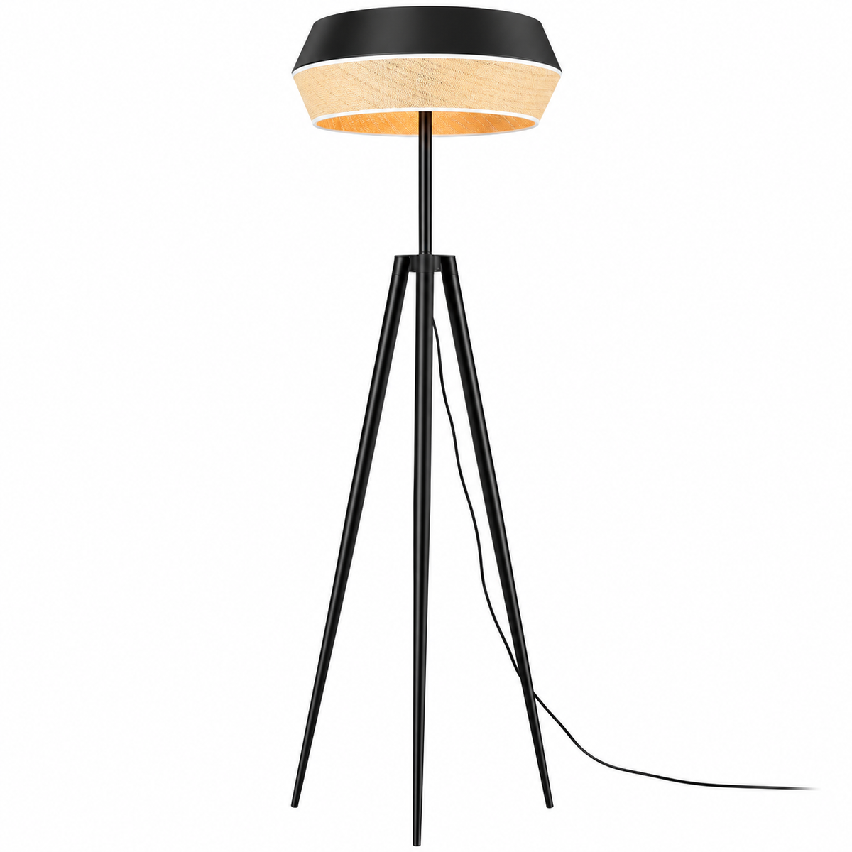 Floor lamp-SM2289F-A-D555×H1700-Black-Aluminum+Rattan