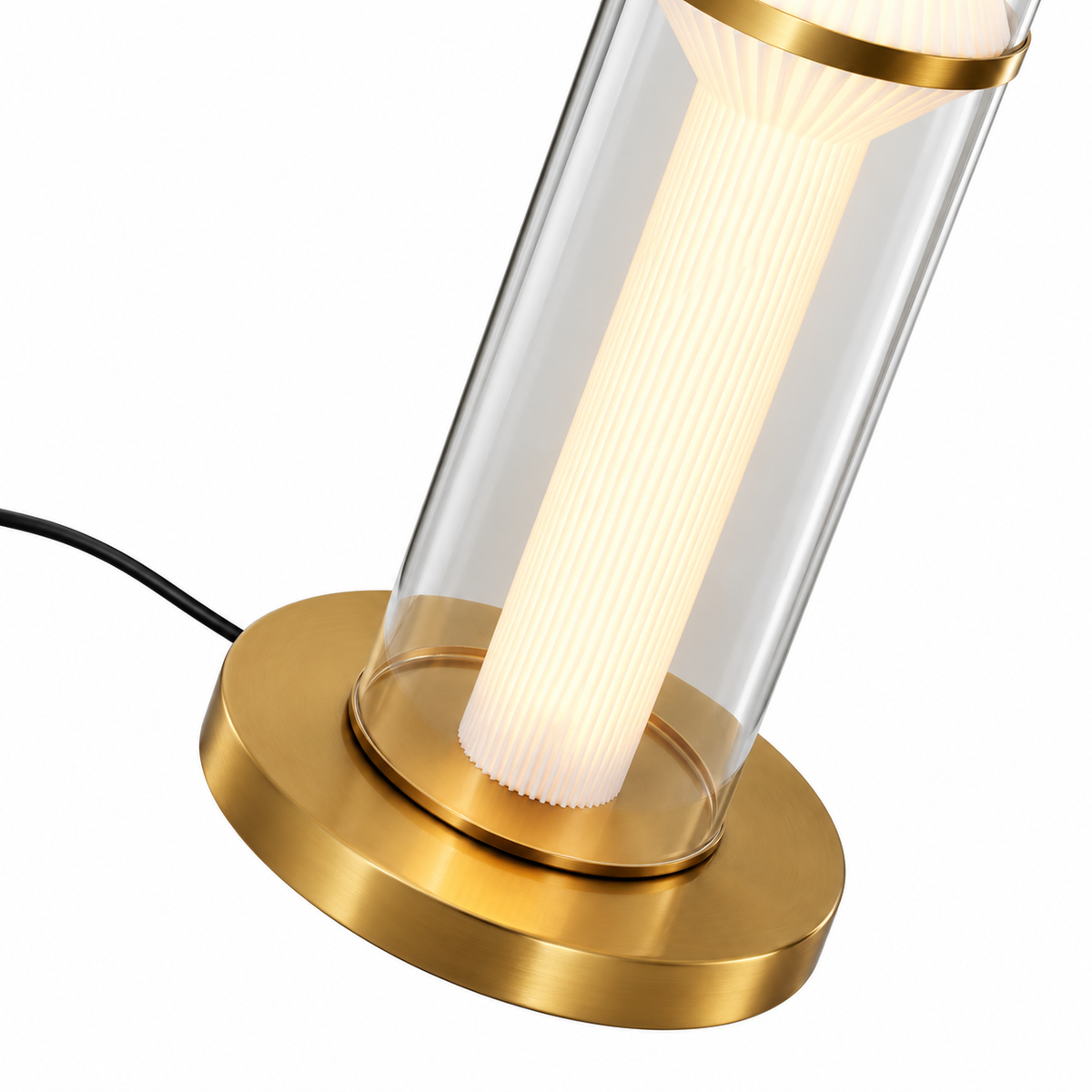 Floor lamp-1348F2-D255*H1350-Golden+Clear-Aluminum+Glass