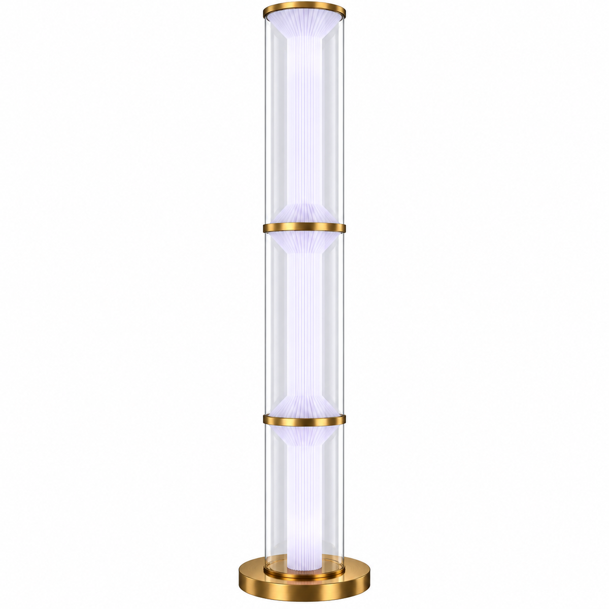 Floor lamp-1348F2-D255*H1350-Golden+Clear-Aluminum+Glass