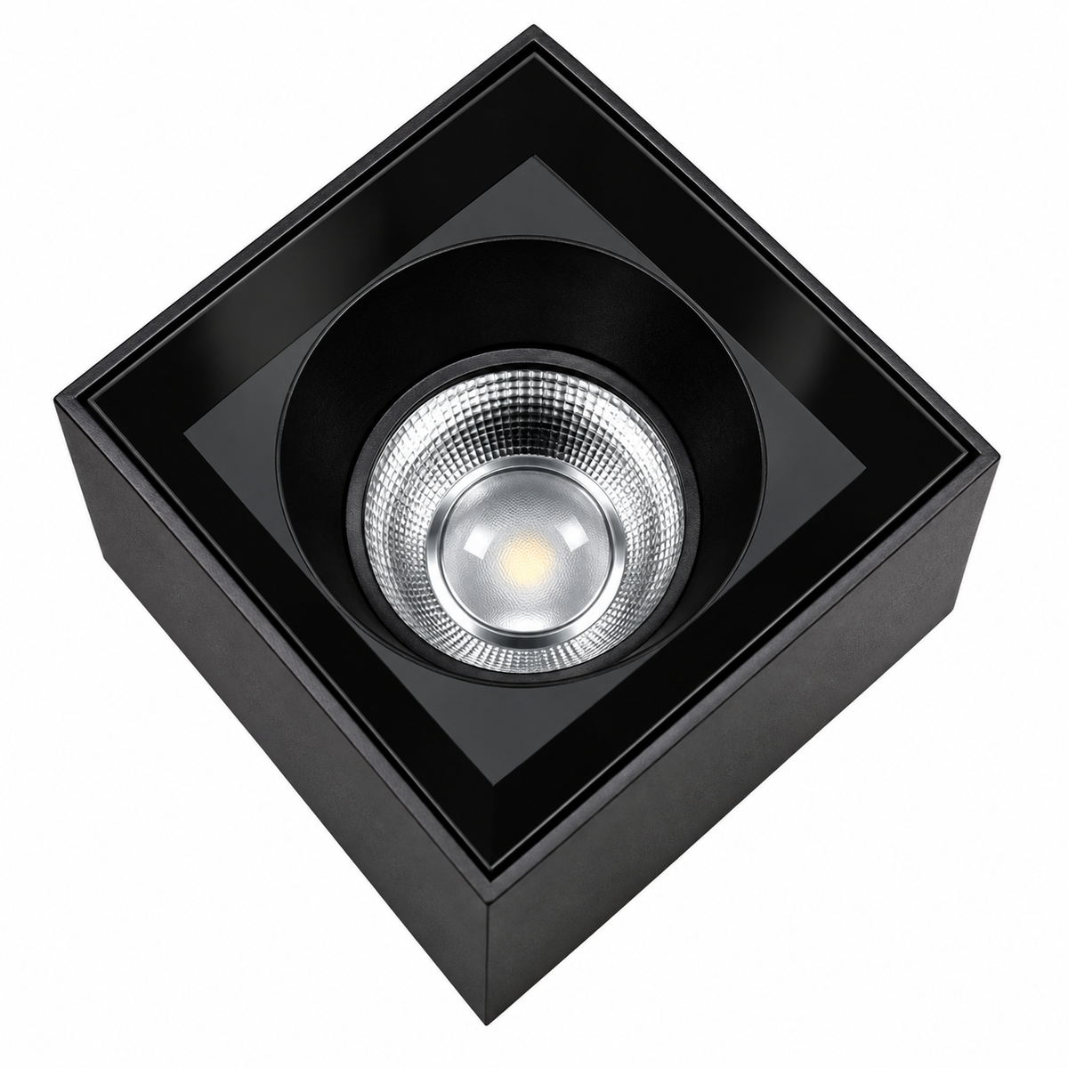 Downlight Surface Mounted Light-12W-YK-ES-SM75S-72.5*72.5*88H-(4000K) - Cup: Matt Black (Black Body)