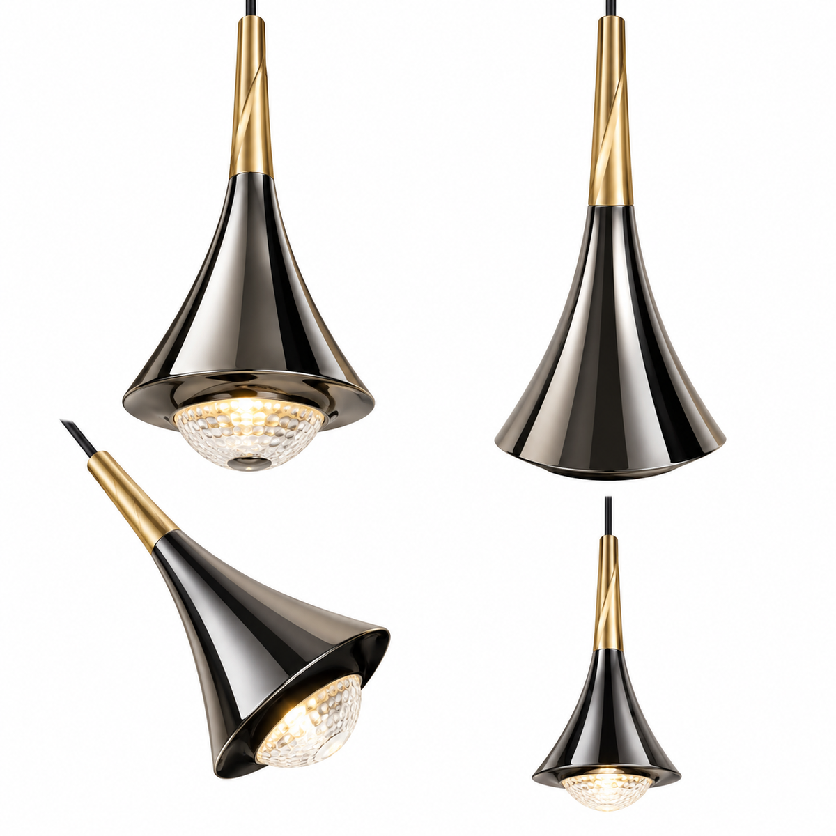 Pendant Lamp - 8939P Black + Gold D83 LED 8W
