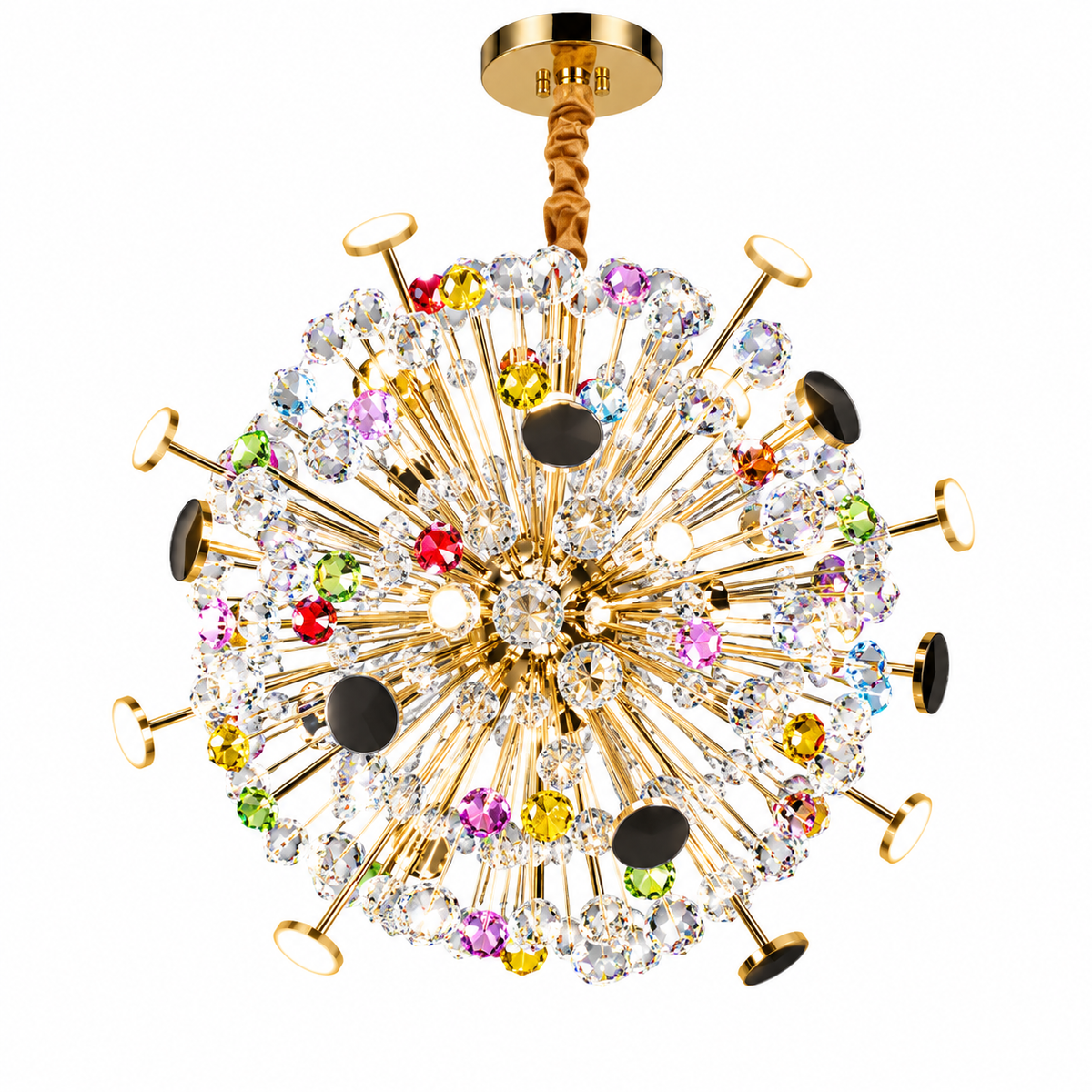 Pendant Light - 61694 - D600 Mixed Colors K9 Crystal - Gold