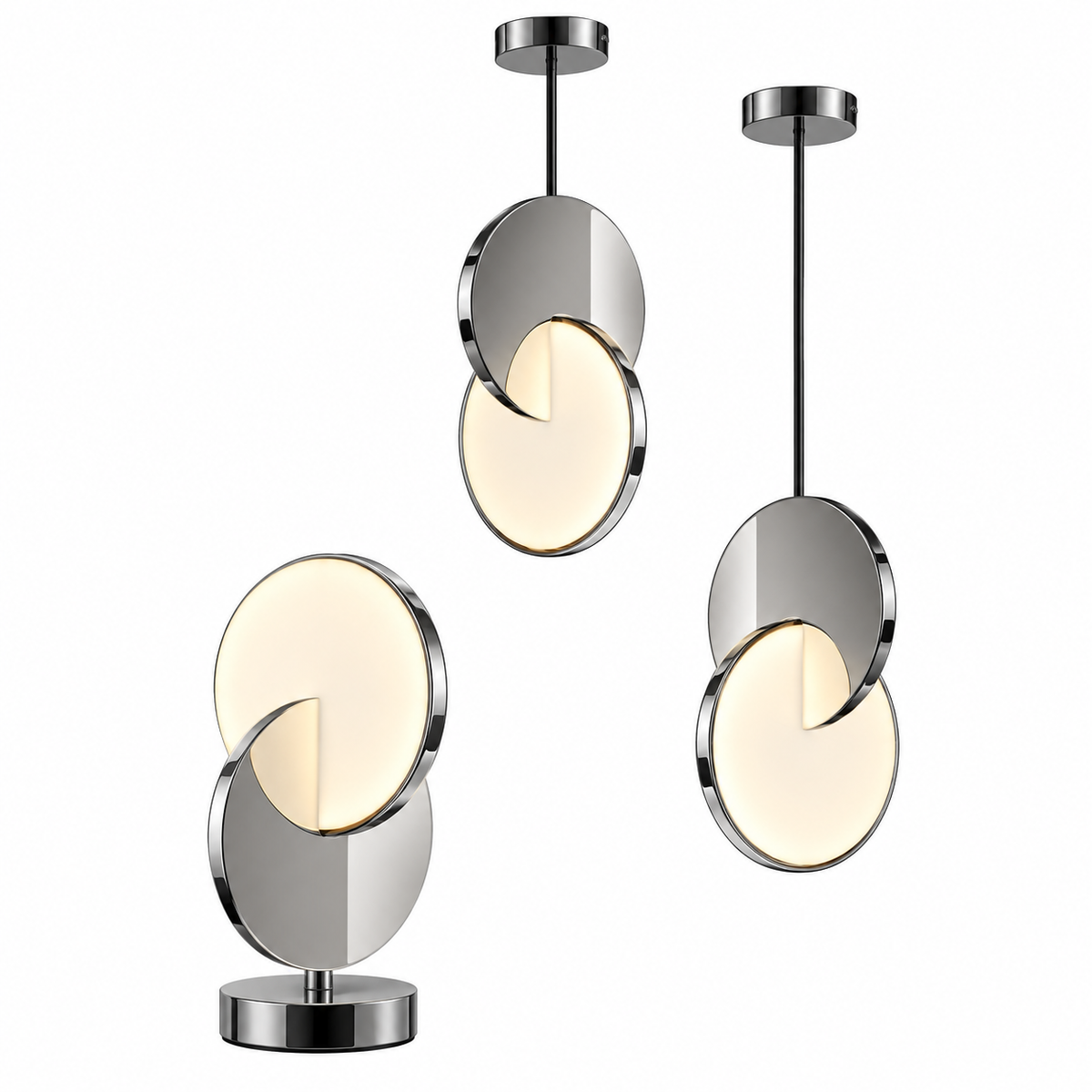 MLA3388B LED Eclipse Hanging Light D250mm White Acrylic+Black Metal
