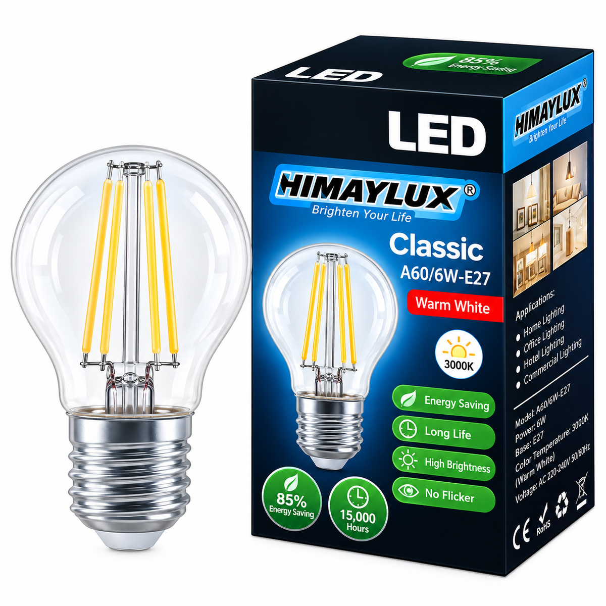 G45 LED Filament Bulb E27 (2700K) 4W