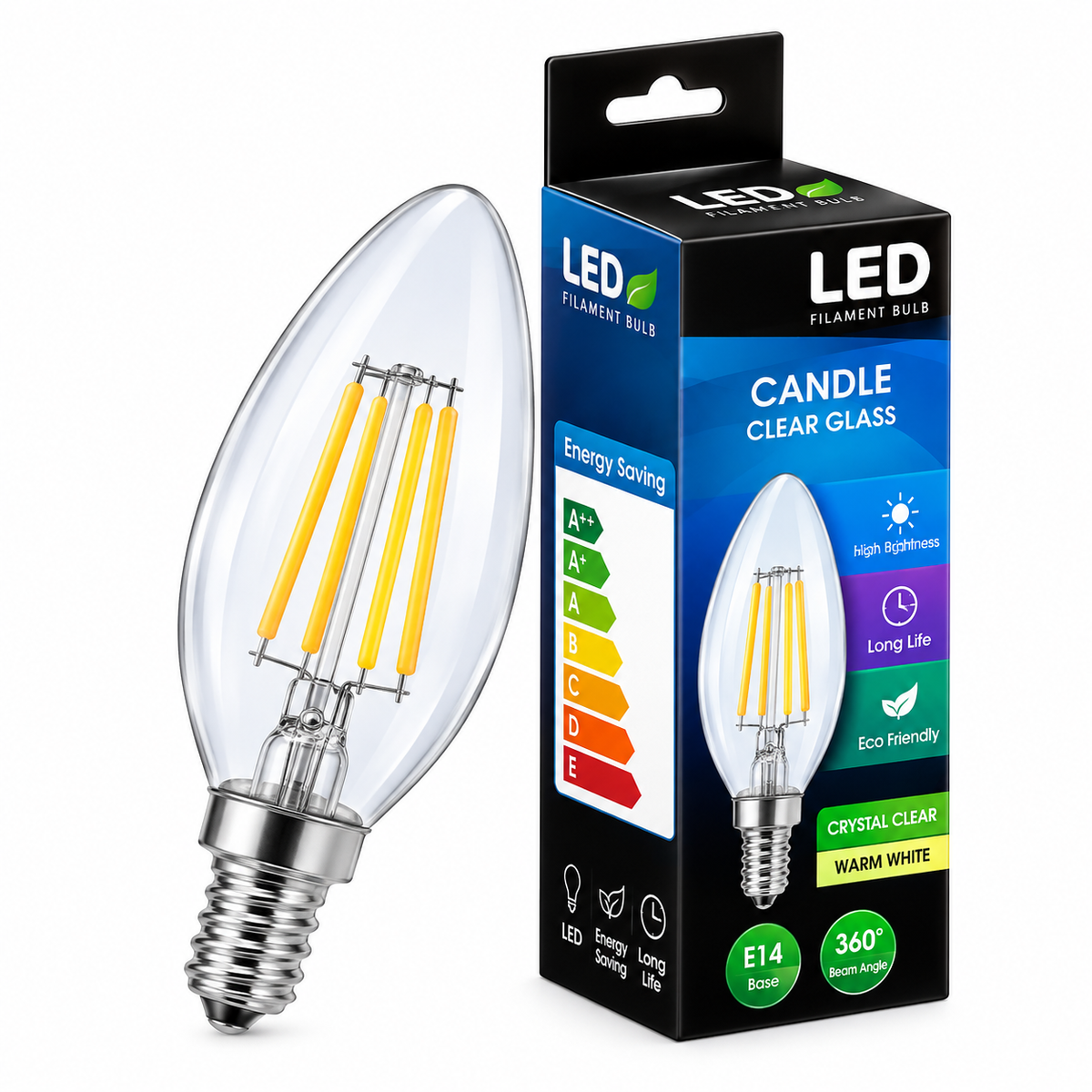 C35 E14 4W Candle Lamp WW(2700K)