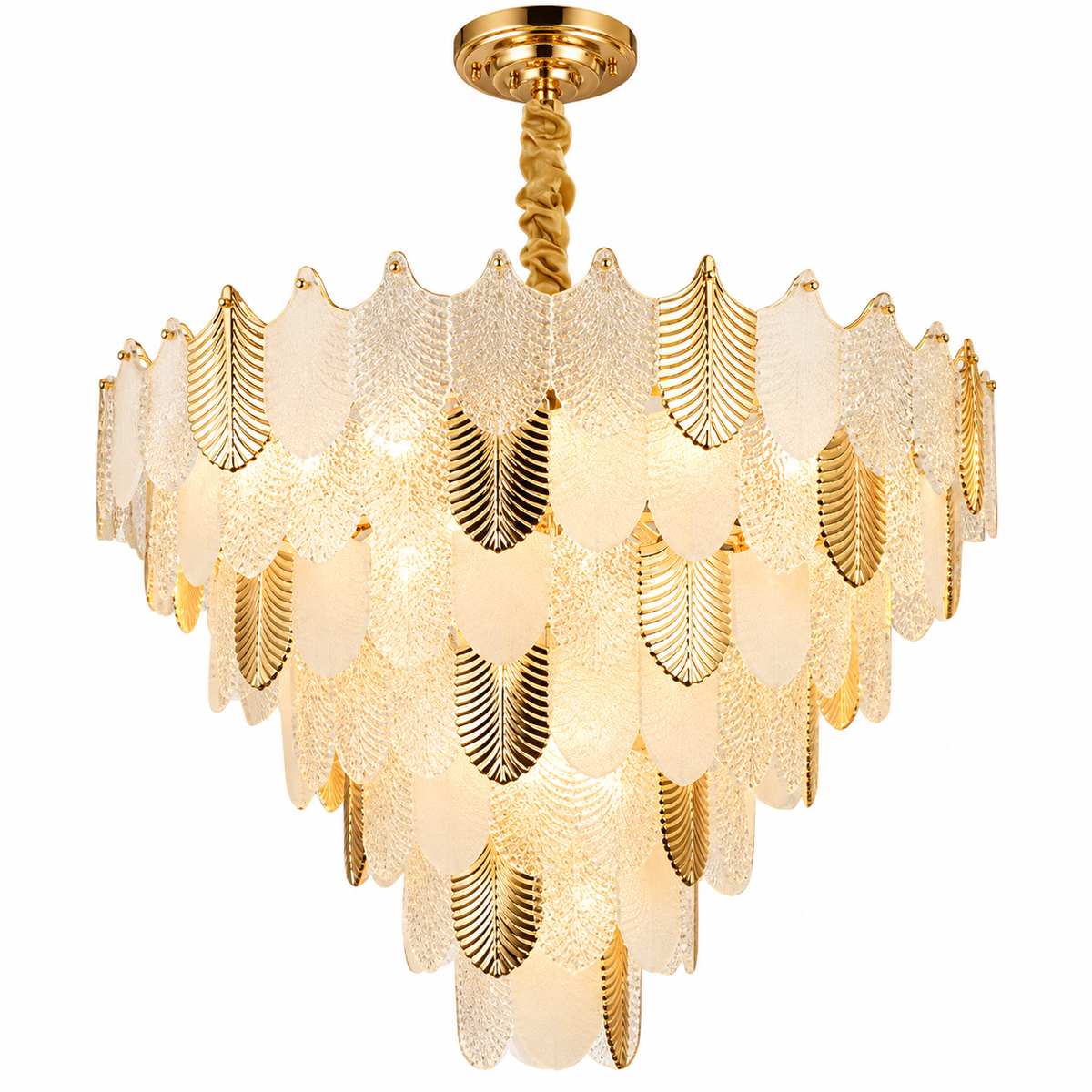 Postmodern High-end Glass Leaf Crystal Chandeliers Pendant Lamp