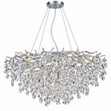 Modern Chrome Tree Branch Square Crystal Led Pendant Light